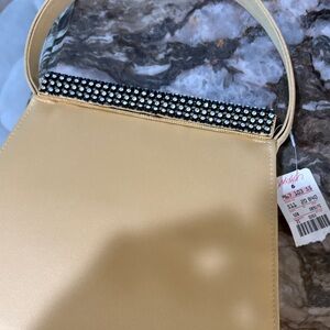 Lord & Taylor Gold Wristlet with Rhinestone Detail